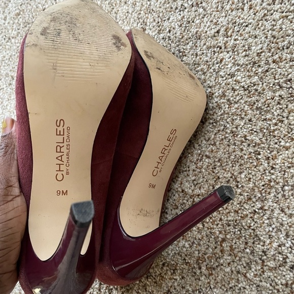 Charles by Charles David Formal Heels Size 9 Suede Maroon Heels Party Classy - Picture 8 of 8